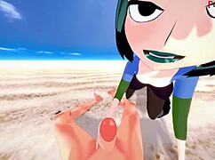 Gwen gives beach blowjob!