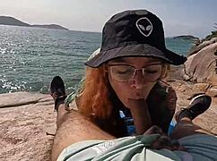 Girls enjoy deserted beach fun