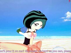 Gwen gives beach blowjob!