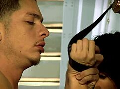 bound babe moans, 'fuck me hard' while getting double penetrated