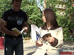 Hairy asian girl picked up for street anal