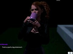 3D visual novel with curvy girl in sexy outfit