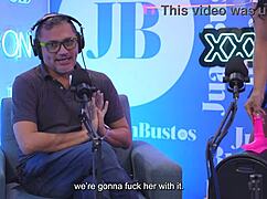 Giant titted Latina Rosxana Gutierrez takes the fuck machine on Juan Bustos podcast.