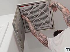 Hey, lucky cleaner, how did you end up bareback with two hot shemales? Tell us everything now!