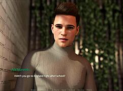 3D visual novel with a curvy girl in a cute outfit