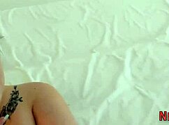 Big breasted British amateur gives blow job to nerdy guy
