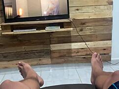 Step-sister interrupts movie for passionate fucking