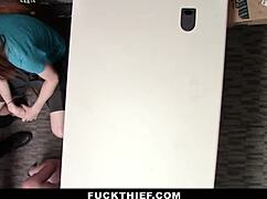 I see the loss prevention officer punishing the female suspect with his big cock in the office