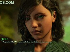 A visual novel with a hot and curvy heroine in a sexy outfit