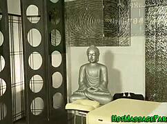 dude, this beautiful masseuse blows a monster cock in sexy lingerie and heels, it's wild!