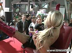 Filthy Blonde Slut Strips and Rubs Herself Outdoors in Public! 😈