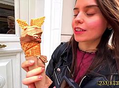 Tight teenie ass fucked by huge cock on holiday vlog