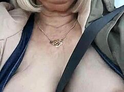 Housewife Flashes Tits While Driving Down Public Road