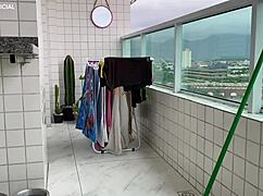 The employee with the beautiful ass teases in her short dress.