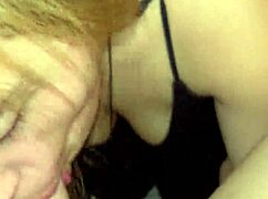 Young blonde gets facefucked by father in law’s friend