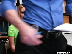 horny thick blonde teen 18+ shoplifter alexa raye seduces security officer