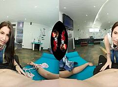 Beautiful Latina gets her big ass spanked with a virtual reality cock