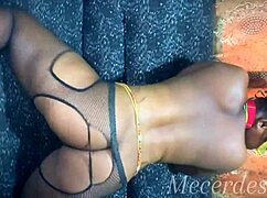 Sweet ebony babe drips on that big black dick.