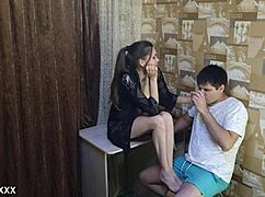 My stepbrother’s wife loves my cum splashing on her face