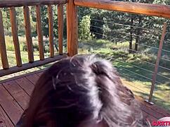 all natural teen 18+ intensely sucks her boyfriend's cock in the woods and swallows every drop of cum