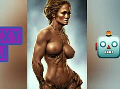 Jennifer Lopez stuns with huge tits and perfect ass in this AI art tribute. What a celebrity masterpiece!