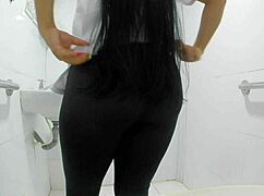 amateur camera catches latina doctor peeing in public bathroom. it’s raw voyeur action.