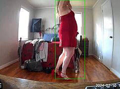 hidden camera catches step mom coming home from shopping, trying on new clothes, and masturbating