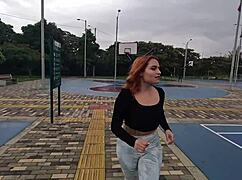 student gets banged by personal trainer in public pov casting