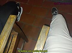 hey, my best friend swallows my whole dick on the balcony, almost caught!