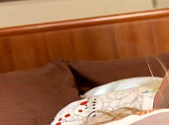 Brooke Banner throws head back during blowjob, catching cum on tits in doggystyle