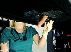 naughty nurse uses milking table and toys on patient