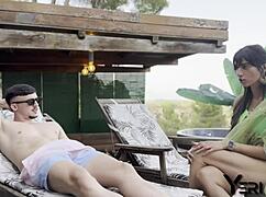 A guy seduced hijab-wearing Muslim, fucked in pool