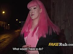 Pink-haired slut got her pussy destroyed by a big dick in Prague