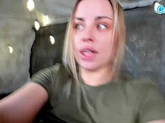 Sexy Blonde Soldier Girl Masturbates on Cam for Her Boyfriend