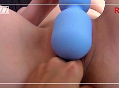 Big vibrator in lesbian sex: arousal peaks to orgasm.