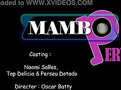 哇，性感的巴西黑人娜奥米·萨勒斯尝试第一次双重插入。伙计，那个双插和口交太棒了！