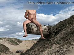 Nude cock teasing turns wild at public beach