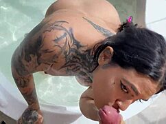 Big Ass Whore Sucks Hard in a Jacuzzi