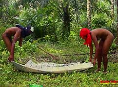 The raw joy of two fat cocks pounding me in the bush