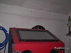 Watch this European brunette amateur get banged in public?