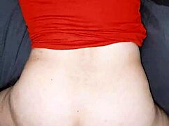 The girl in doggystyle position is asking for anal sex from the fat man