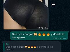 My friend in a mini skirt gets excited in the WhatsApp chat