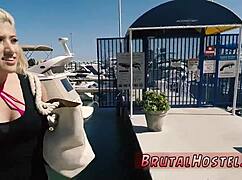 Ball gagged busty milf dominated by big cocked dude in doggystyle