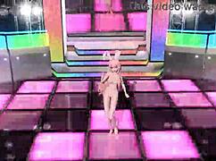 Megurine Luka poses nude in a full bunny costume.