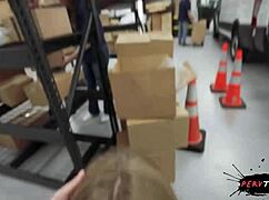 Sneaky Fucking Hot Teen 18+ Coworker in Warehouse Leads to Bent Over Deepthroat and Outdoor Flashing