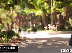 gorgeous tiny brunette babe sky wonderland gets her pussy licked and sucks cock in vixen debut.