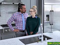 Loving Stepdad Roughly Punishes Blonde Stepdaughter Lily Larimar with Deepthroat