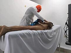 change of plans doctor was going to give massage to female patient but the patient turned out to be a whore and quickly set him up