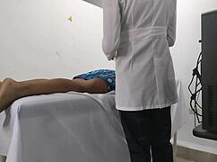 change of plans doctor was going to give massage to female patient but the patient turned out to be a whore and quickly set him up