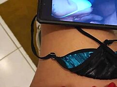 la mama de mi mejor amigo me encuentra masturbandome con su tanga y me lo chupa hasta venirme en su boca parte 2. huge striptease with ripped lingerie and big natural tits.